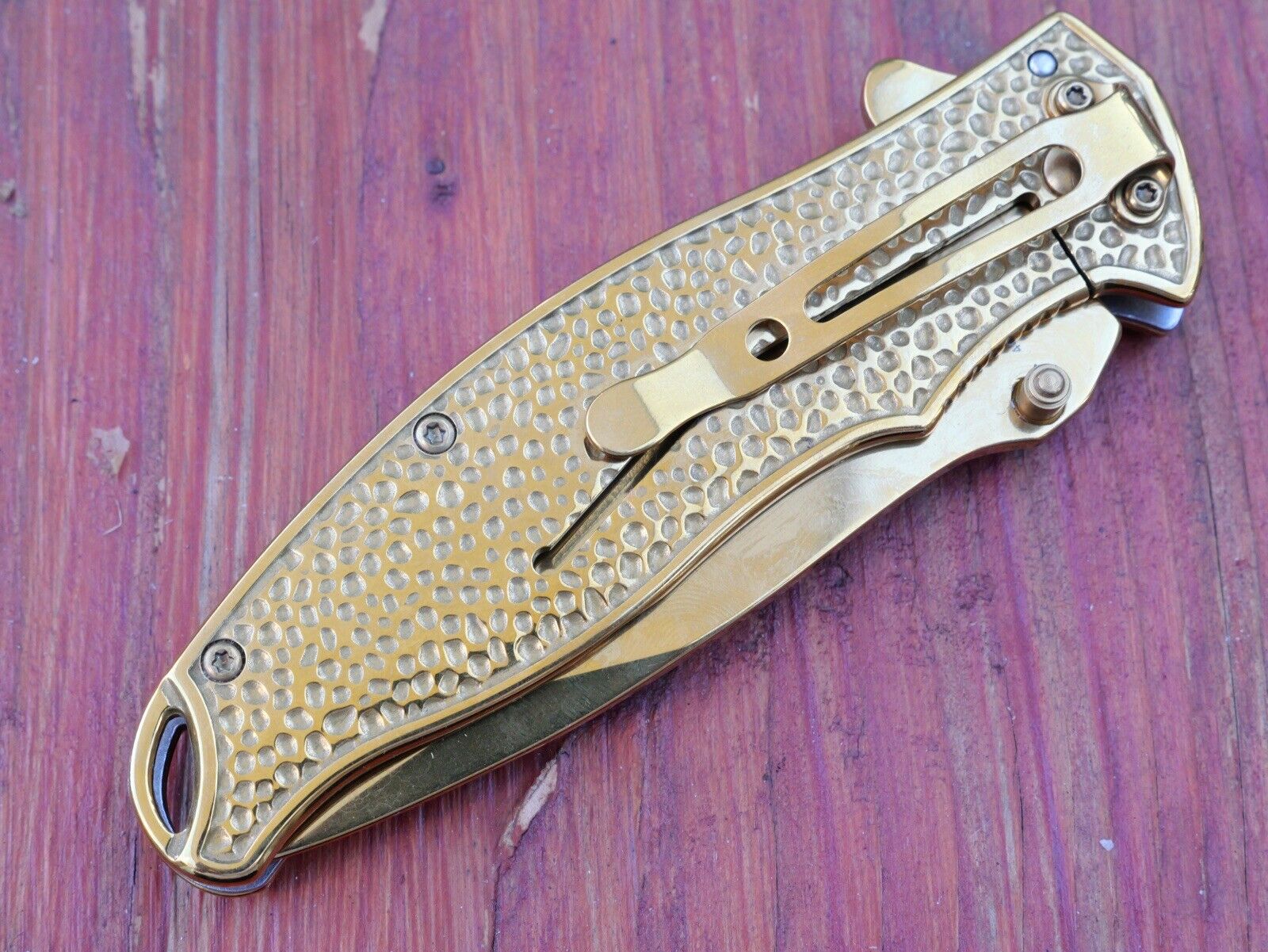 Mermaid Pocket Knife Full Size 3D Metal Handle Sharp Gold Spring Assist Clip