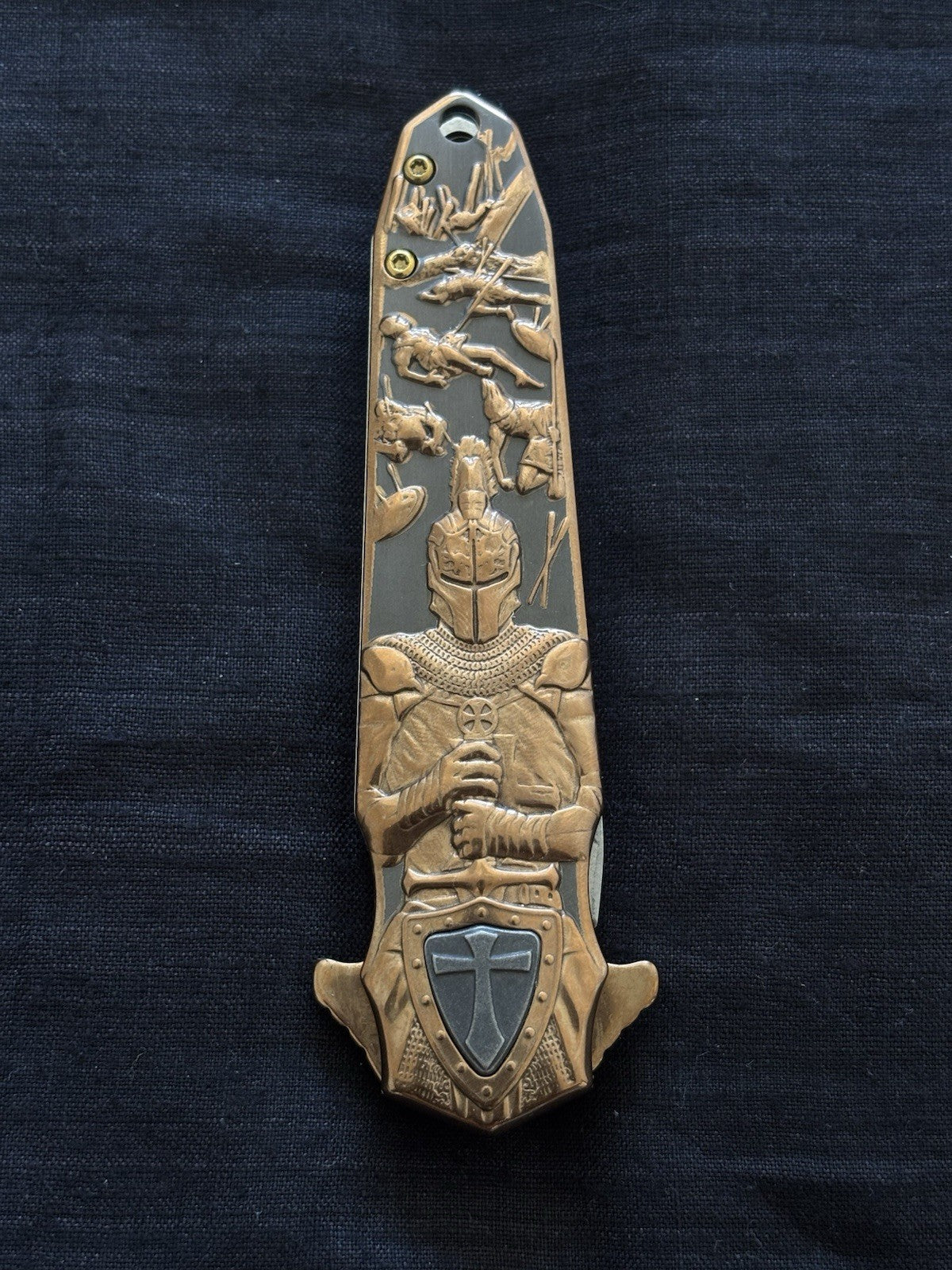 5” Knights Templar Pocket Knife Full Metal 4” Blade Spear Point Spring Assist