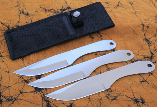 8” Throwing Knife Set 3 Knives Sheath Heavy Duty Classic Balanced 4mm Thick