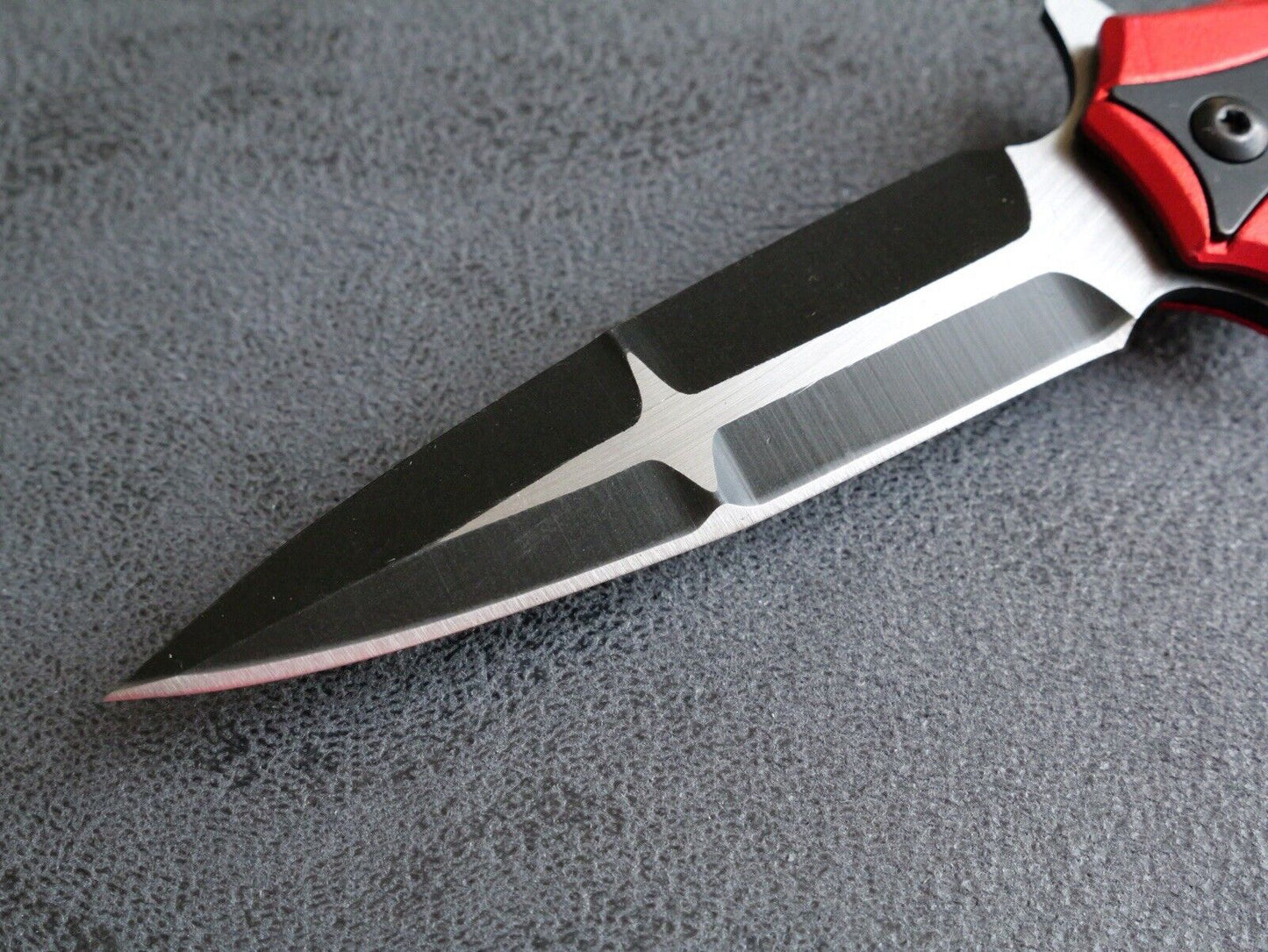 5” Cross Pocket Knife Red Full Size Spear Point Chrome Heart Sharp Assisted