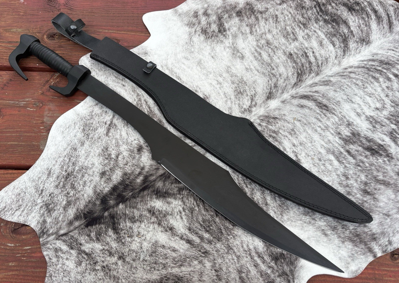 34” Spartan Sword Heavy Duty 26” Blade Genuine Leather Sheath Heavy Thick Real