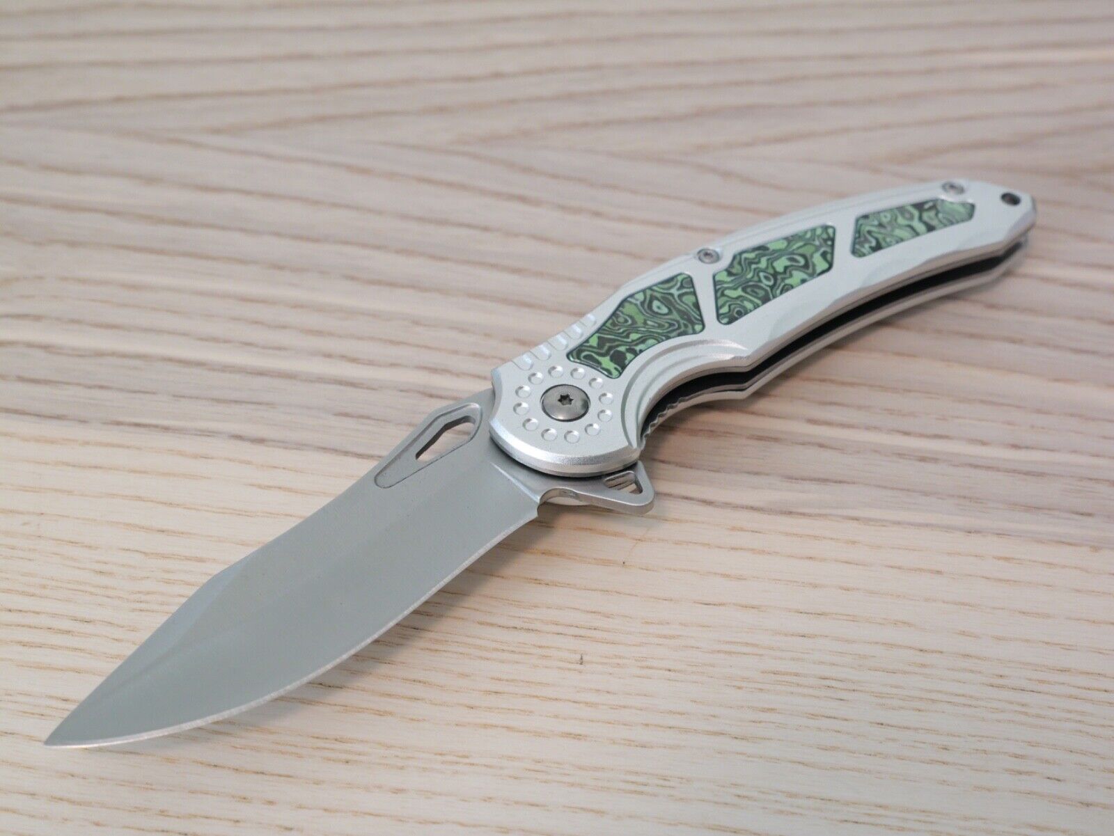 8" Full Metal Spring Assist Pocket Knife Chrome Pocket Clip Psychedelic Design