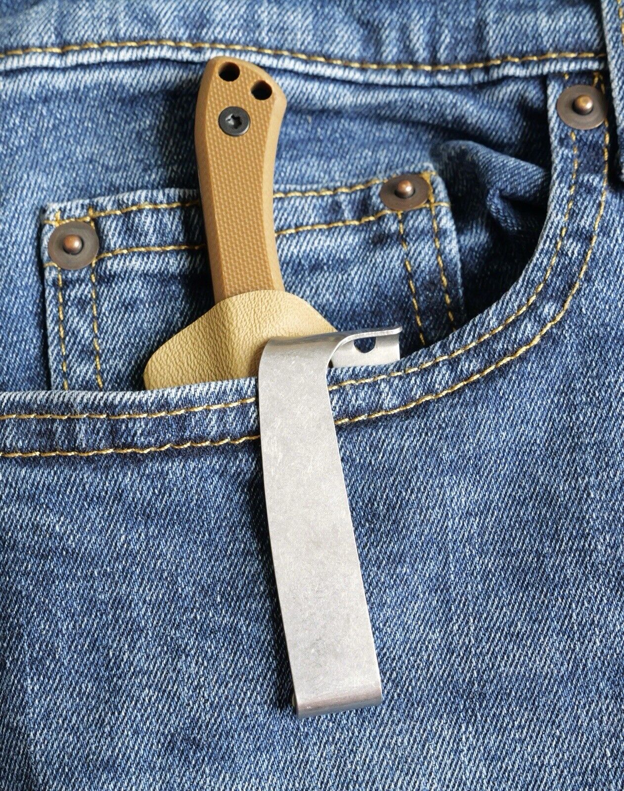 12cm Fixed Blade Knife Kydex Sheath Full Tang Back Pocket Clip Horizontal Carry