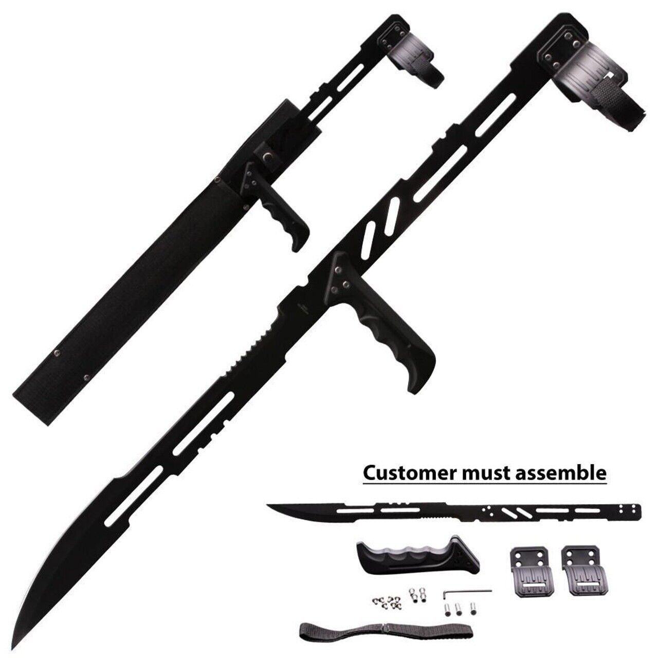 27.5" LARGE VAMPIRE BLOODRAYNE TACTICAL BLACK NINJA SWORD SERRATED SHARP EDGE