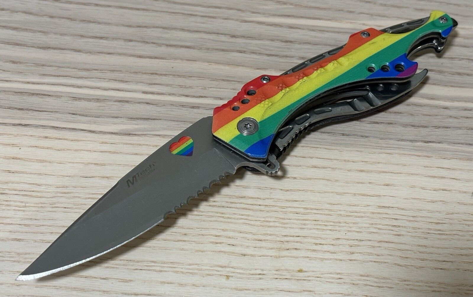 Pocket Knife LGBTQ+ Gay Pride Rainbow Flag Full Size Pocket Clip Folding Blade 