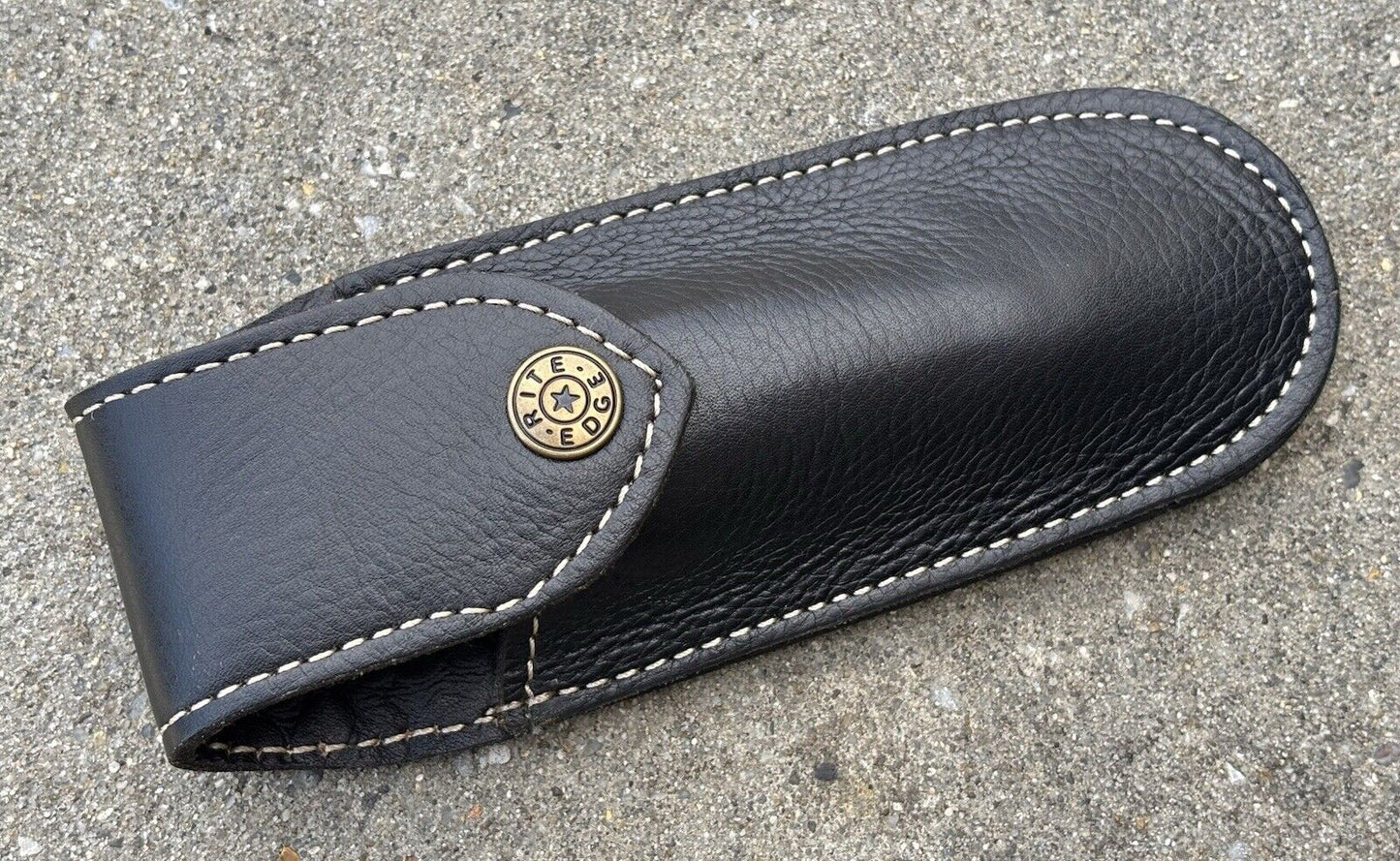 OG Vintage Shaving Straight Razor Leather Sheath Wood Handle Sharp Barber Dm