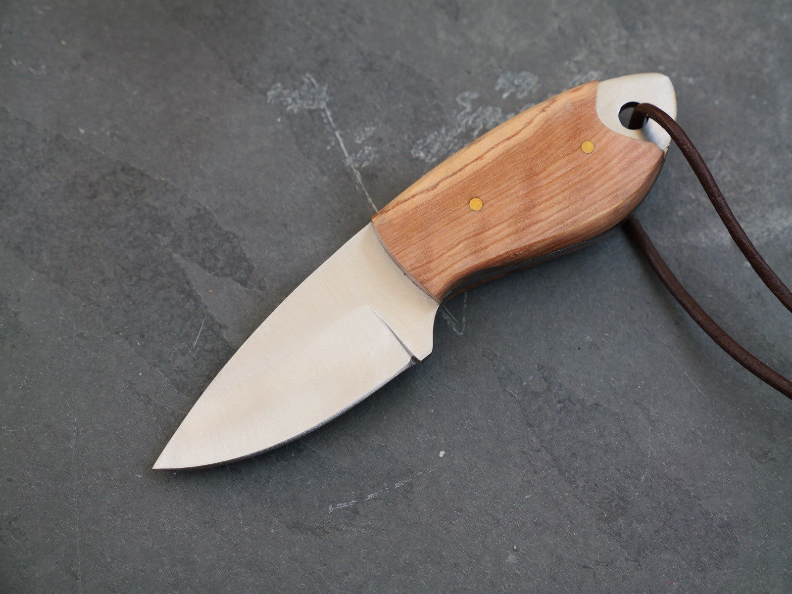 5” Fixed Blade Knife Mini Full Tang Leather Sheath 2” Blade Sharp Wood Handle