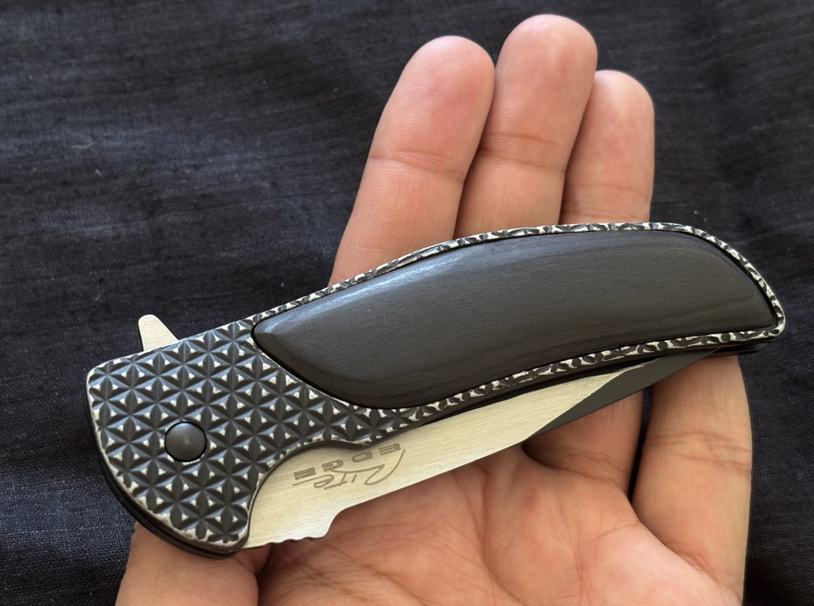 Classic Pocket Knife Full Size Spring Assist Black Wood Handle Sharp Belt Clip