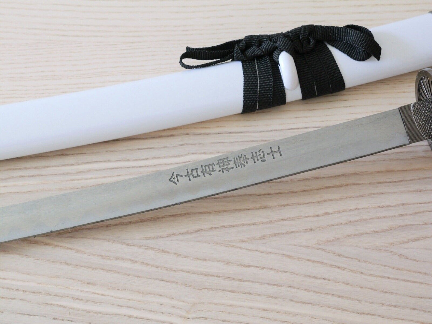 40” Katana Samurai Sword White Wood Scabbard Elegant Display Collectible Steel