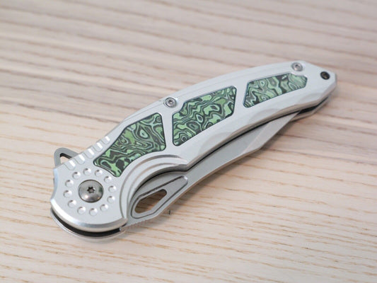 8" Full Metal Spring Assist Pocket Knife Chrome Pocket Clip Psychedelic Design