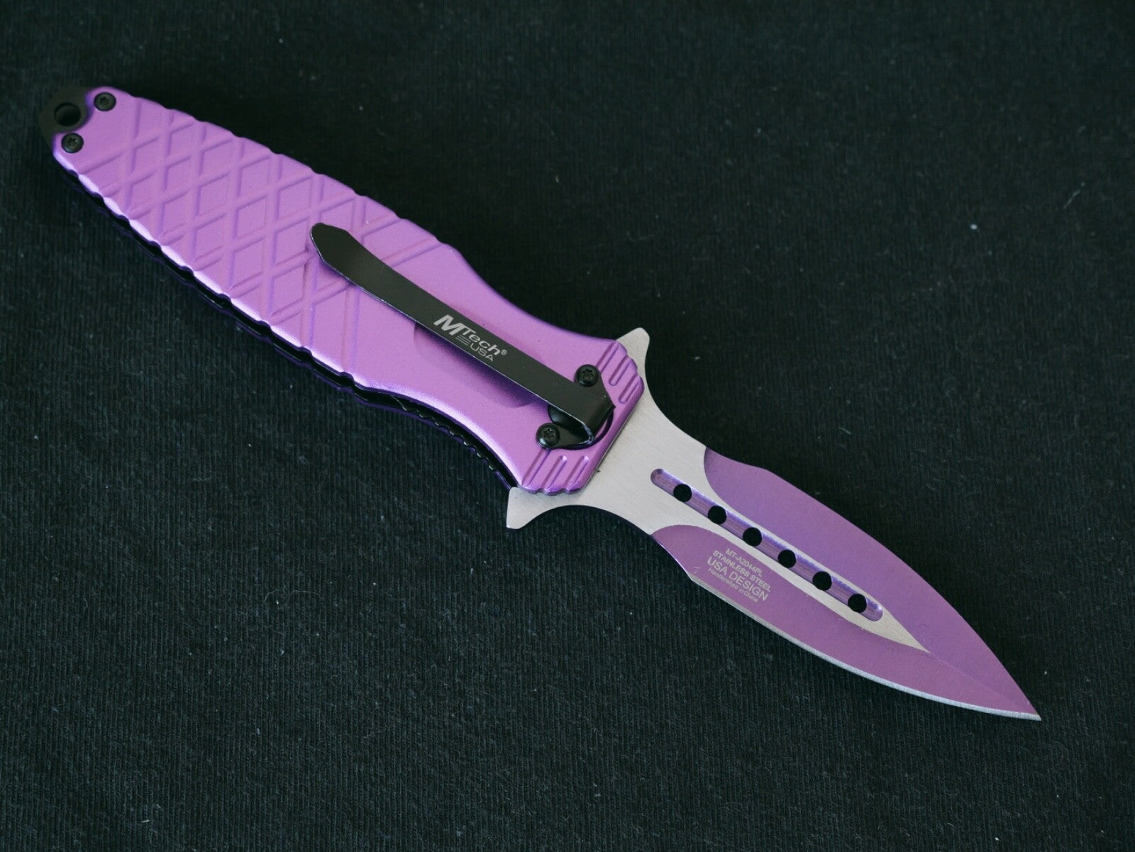 Pink Pocket Knife Spear Point Sharp Poke Ladies Self Defence Spring Assist Girls