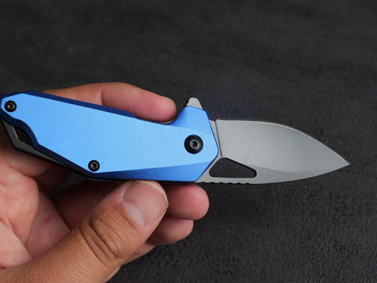 3” Pocket Knife Folding Blue Spring Assist Full Metal Mini Small Compact