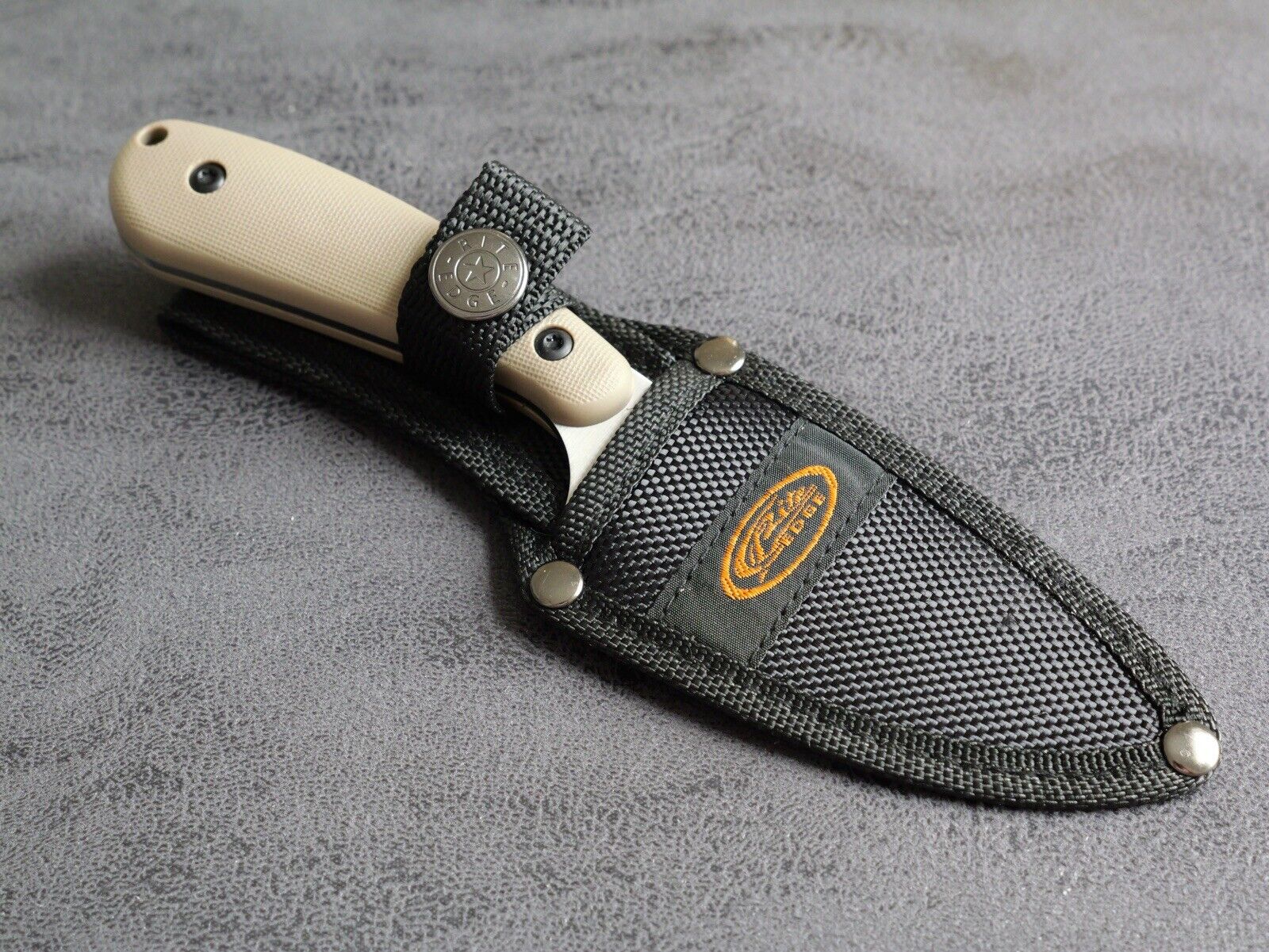 7” Mini Fixed Blade Knife Heavy Duty Full Tang Nylon Sheath Tan Scales Tactical