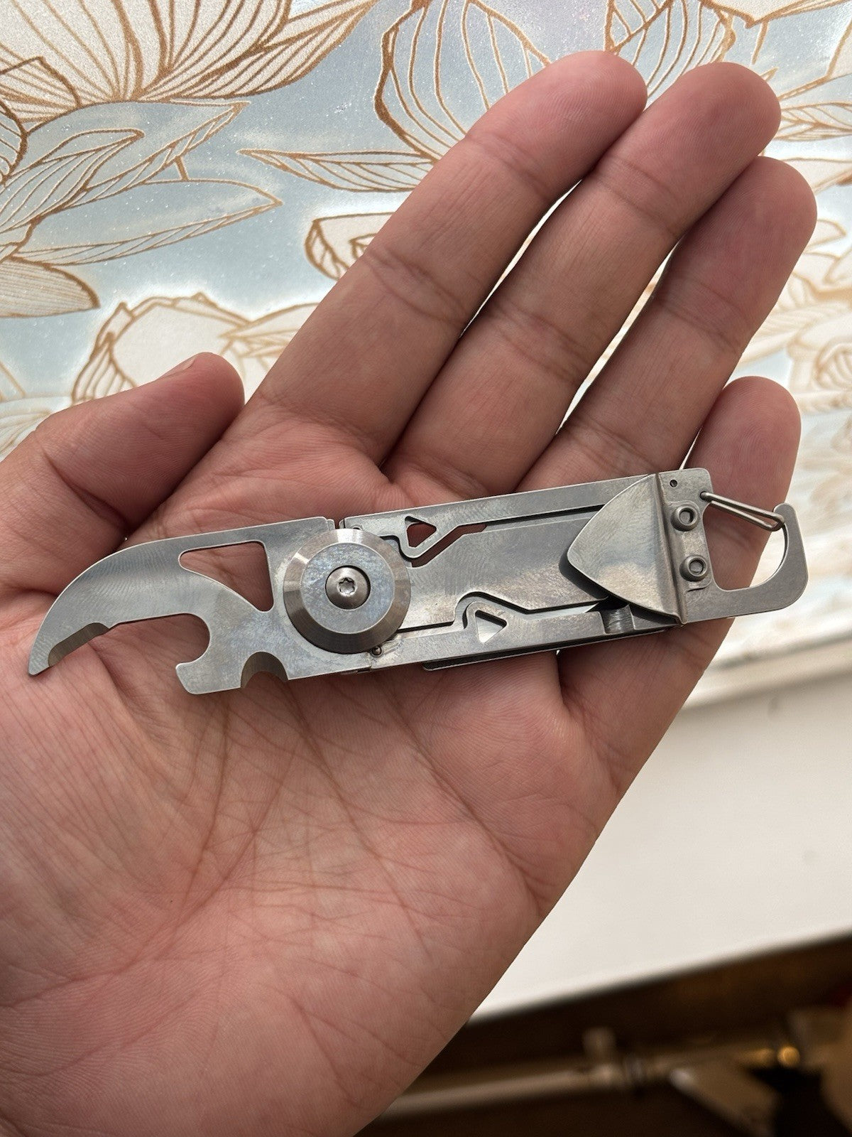 3” Money Clip Pocket Knife Trail Opener 2” Blade Can Opener Carabiner Clip
