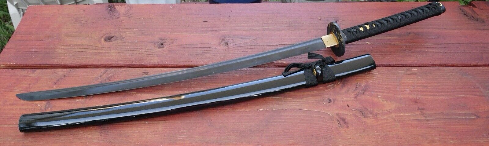 41” Samurai Sword Katana Black/gold Razor Sharp Battle Ready Stand Included XL