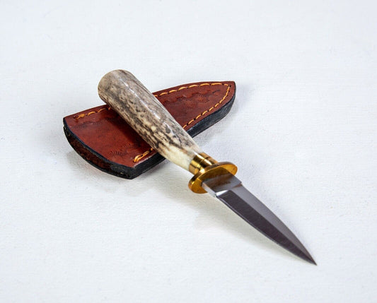 5.25" SMALL DAGGER SPEAR POINT DOUBLE EDGE LEATHER SHEATH