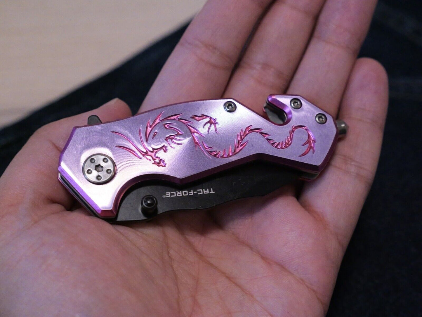 Pink Dragon Strike Pocket Knife Mini Ladies 6" Overall 2" Blade Small Cute