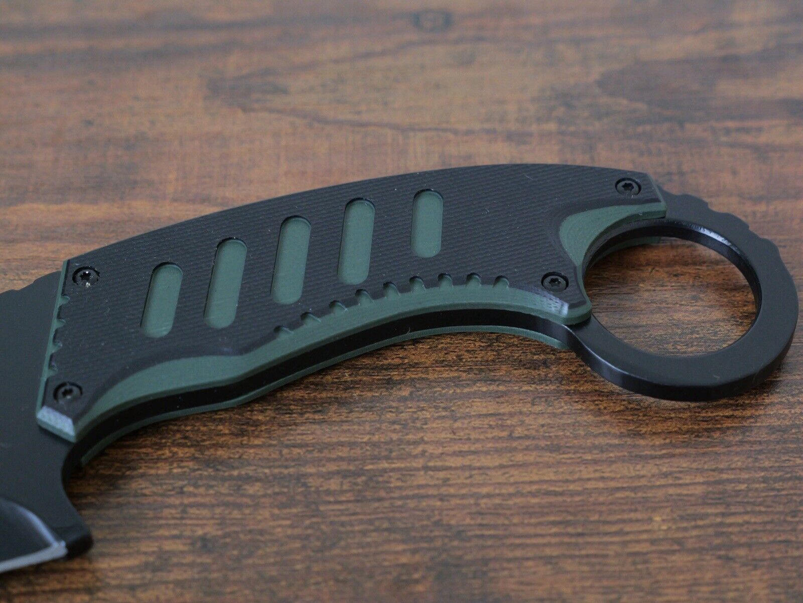 7.5” Fixed Blade Knife Karambit Black G10 Scales Hard Sheath Belt Loop Stealth