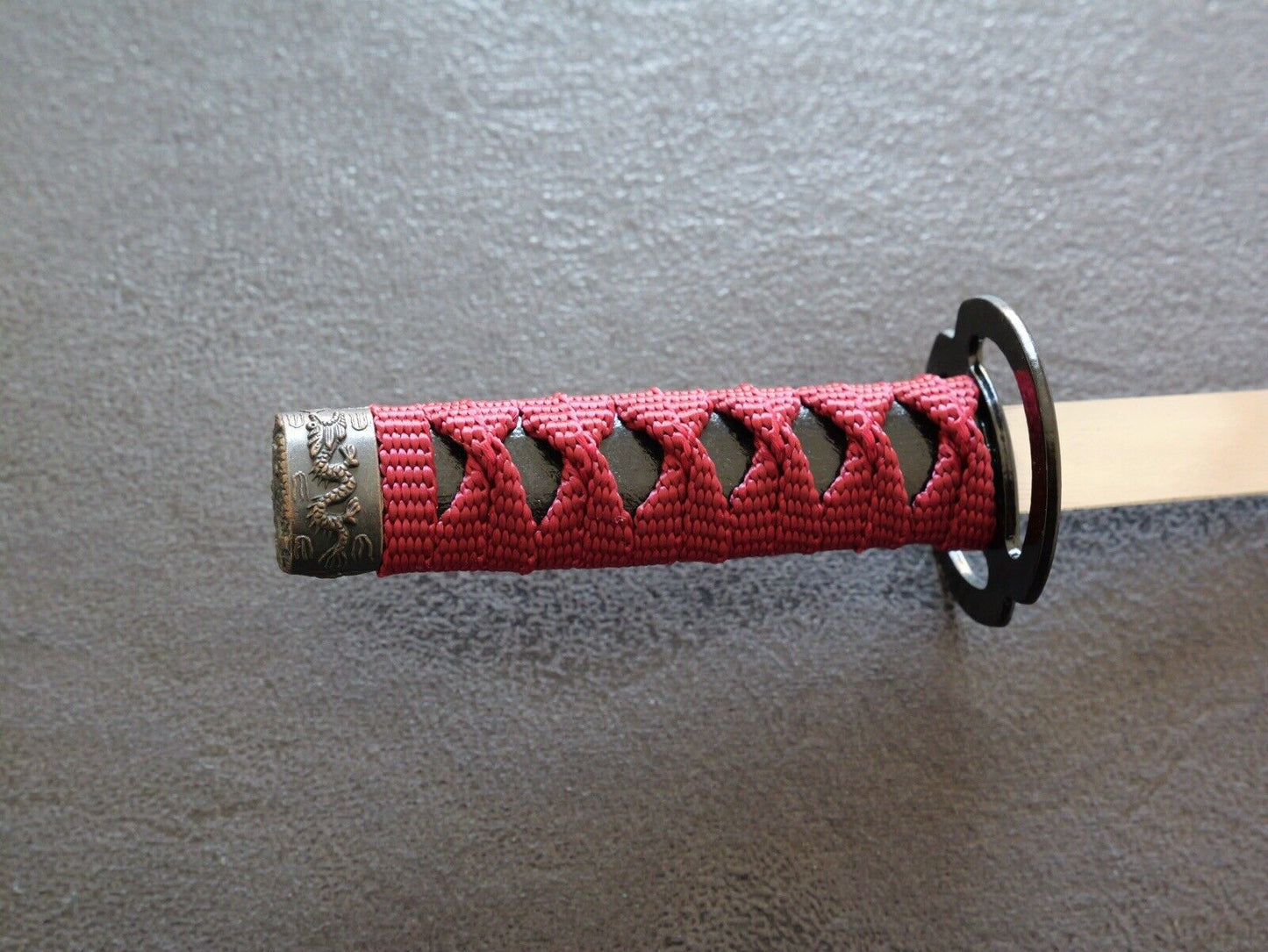 9” Mini Katana Samurai Sword With Table Stand Red Stainless Steel Blade Tanto