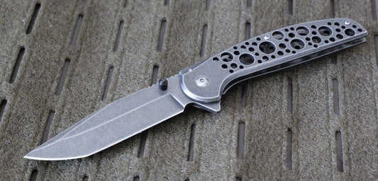 Modern Pocket Knife All Metal Manual Open Full Size 8” Overall Tanto Dark Gray