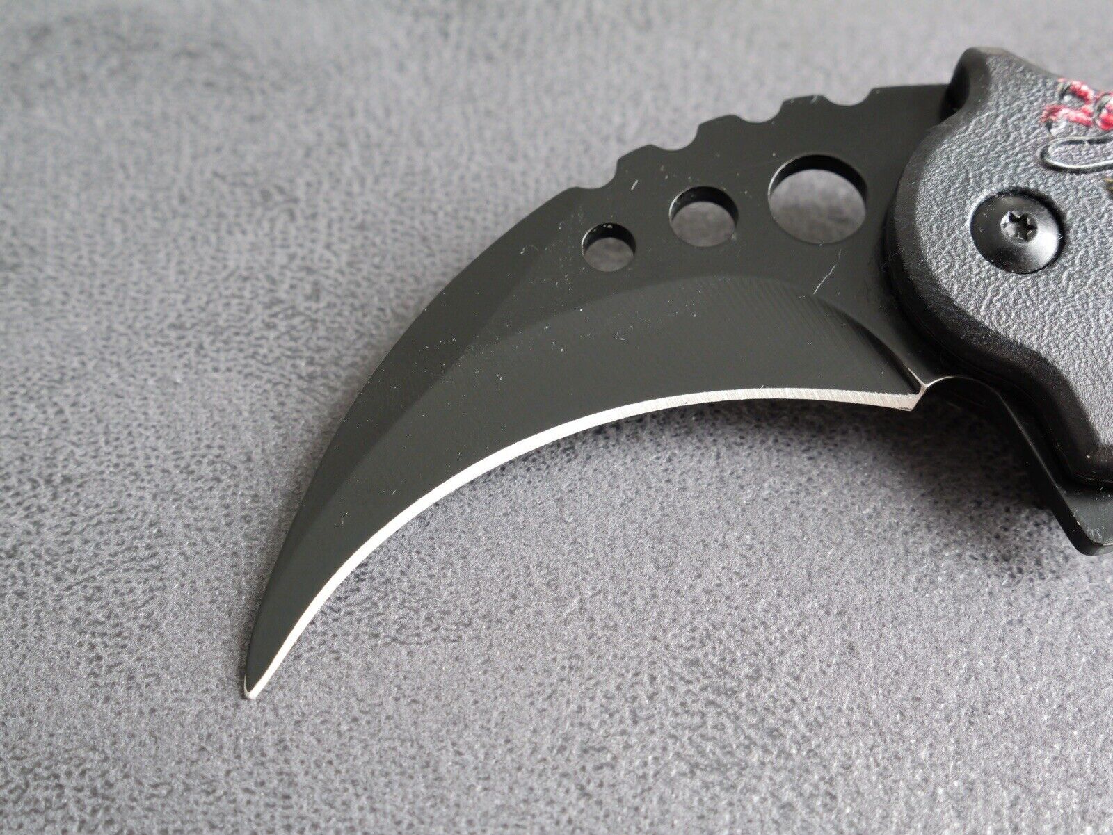 Folding Pocket Knife KARAMBIT Red Dragon Black Spring Assisted Pocket Clip Edc