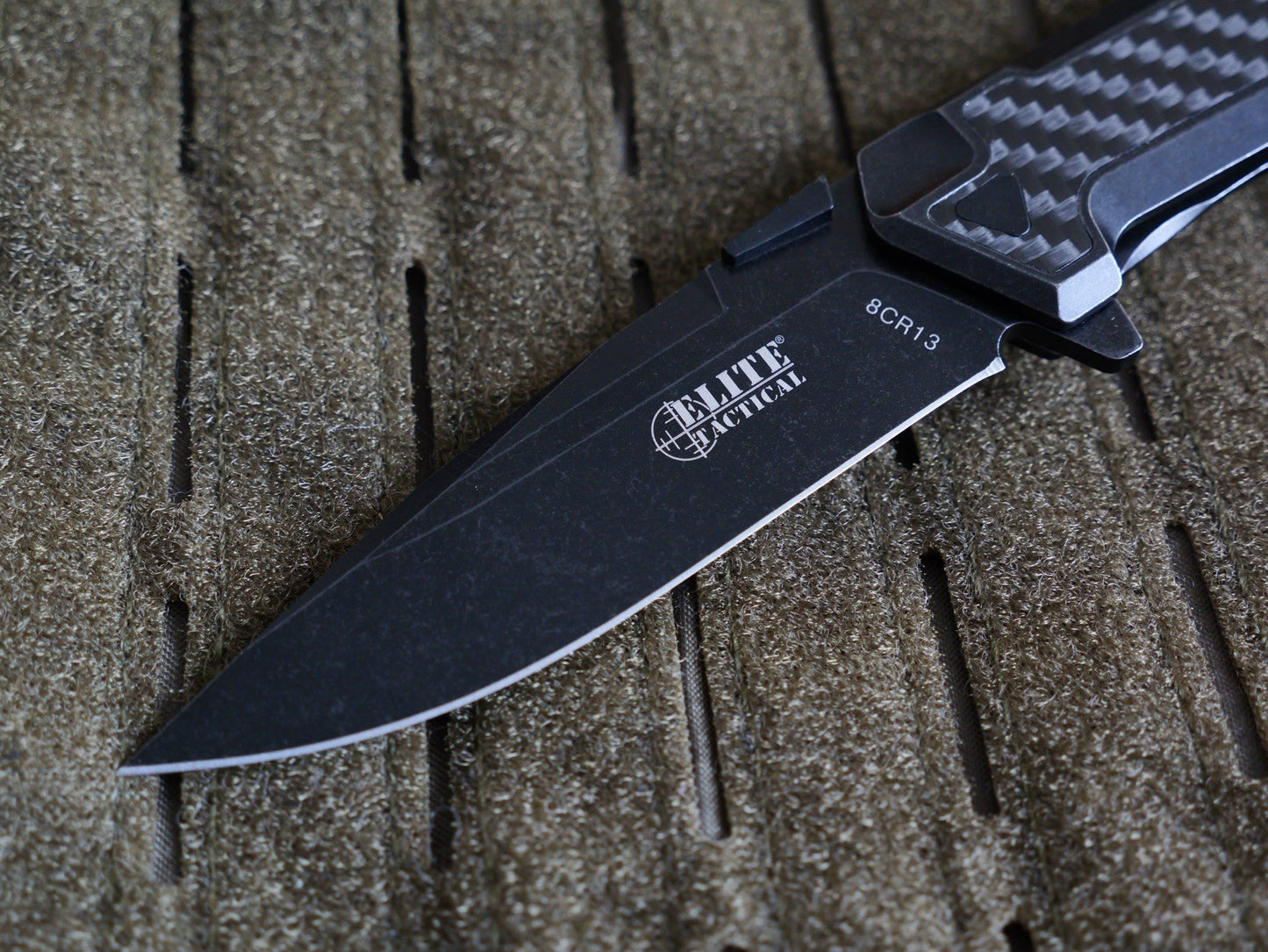 Premium Quality Pocket Knife Carbon Fiber 8cr13 Steel Ball Bearing Pivot Black