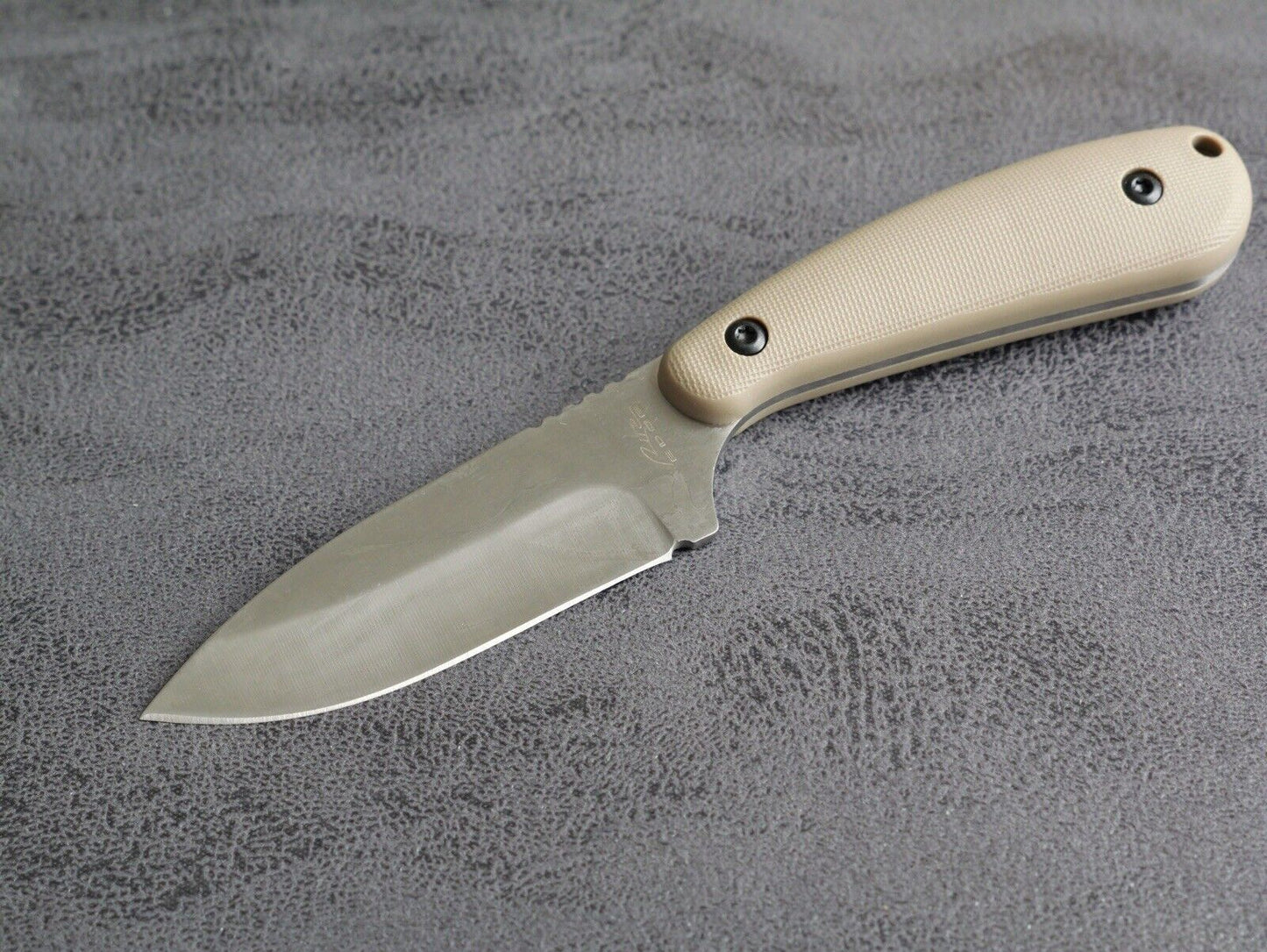 7” Mini Fixed Blade Knife Heavy Duty Full Tang Nylon Sheath Tan Scales Tactical