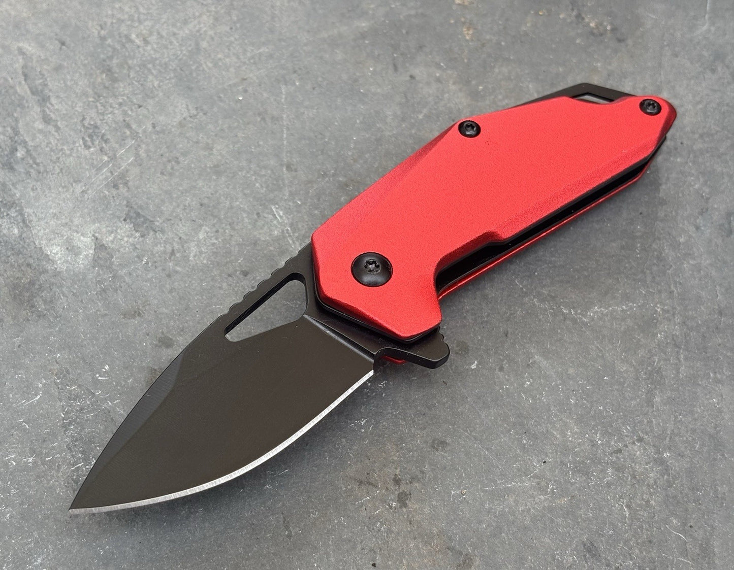 3” Pocket Knife Folding Red Spring Assist Full Metal Mini Small Compact