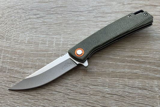 7” Pocket Knife High Quality D2 Steel Ball Bearing Micarta Handle Green Smooth