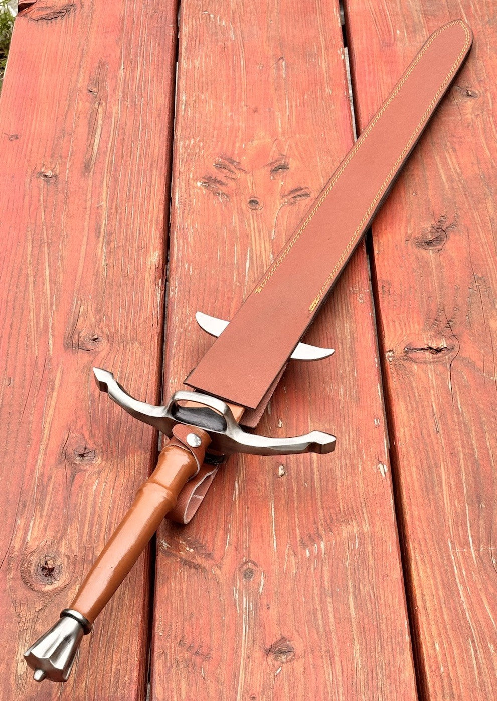 MEDIEVAL WARRIOR - VIKING KRIS SWORD 41” Leather Sheath 27” Blade SHARP