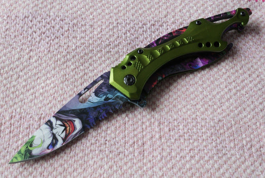 DARK KNIGHT ASSISTED Green Joker WHY SO SERIOUS FOLDING Pocket KNIFE