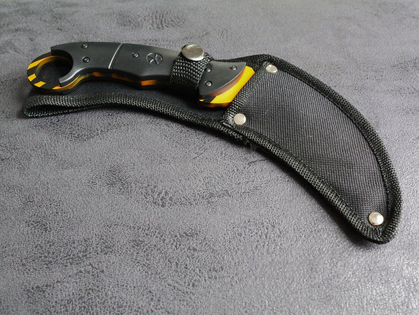 9” Fixed Blade Knife Karambit Tiger Full Tang Sheath Belt Loop Sharp Tactical