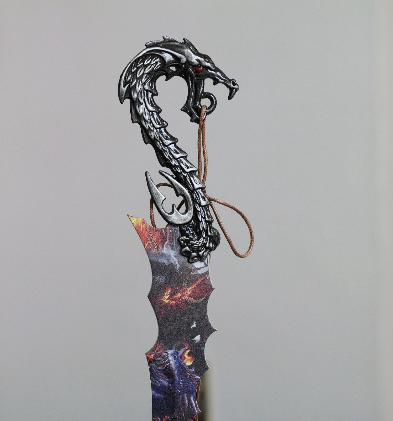 9” Fantasy Dragon Knife Display Stand Hand Painted 6” Blade Skull Trinket