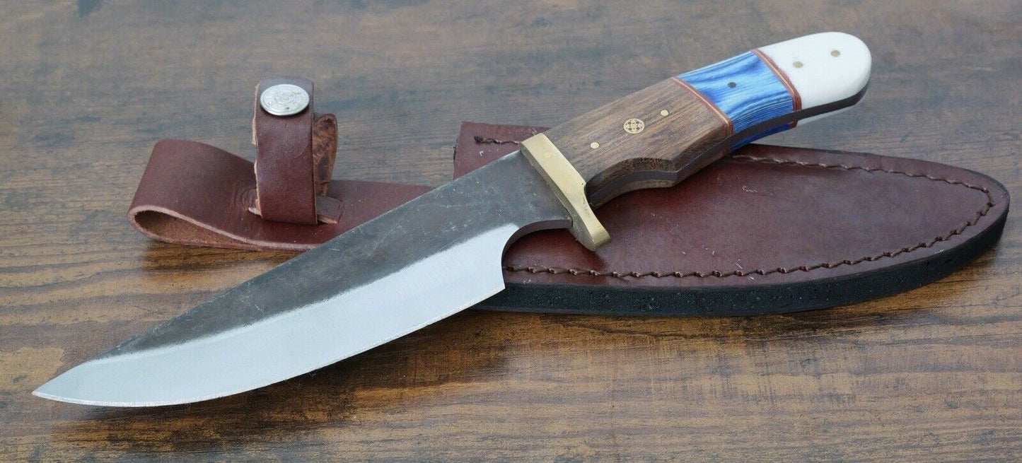 11” Fixed Blade Knife Carbon Steel Full Tang Hand Forged 8mm Thick Sheath