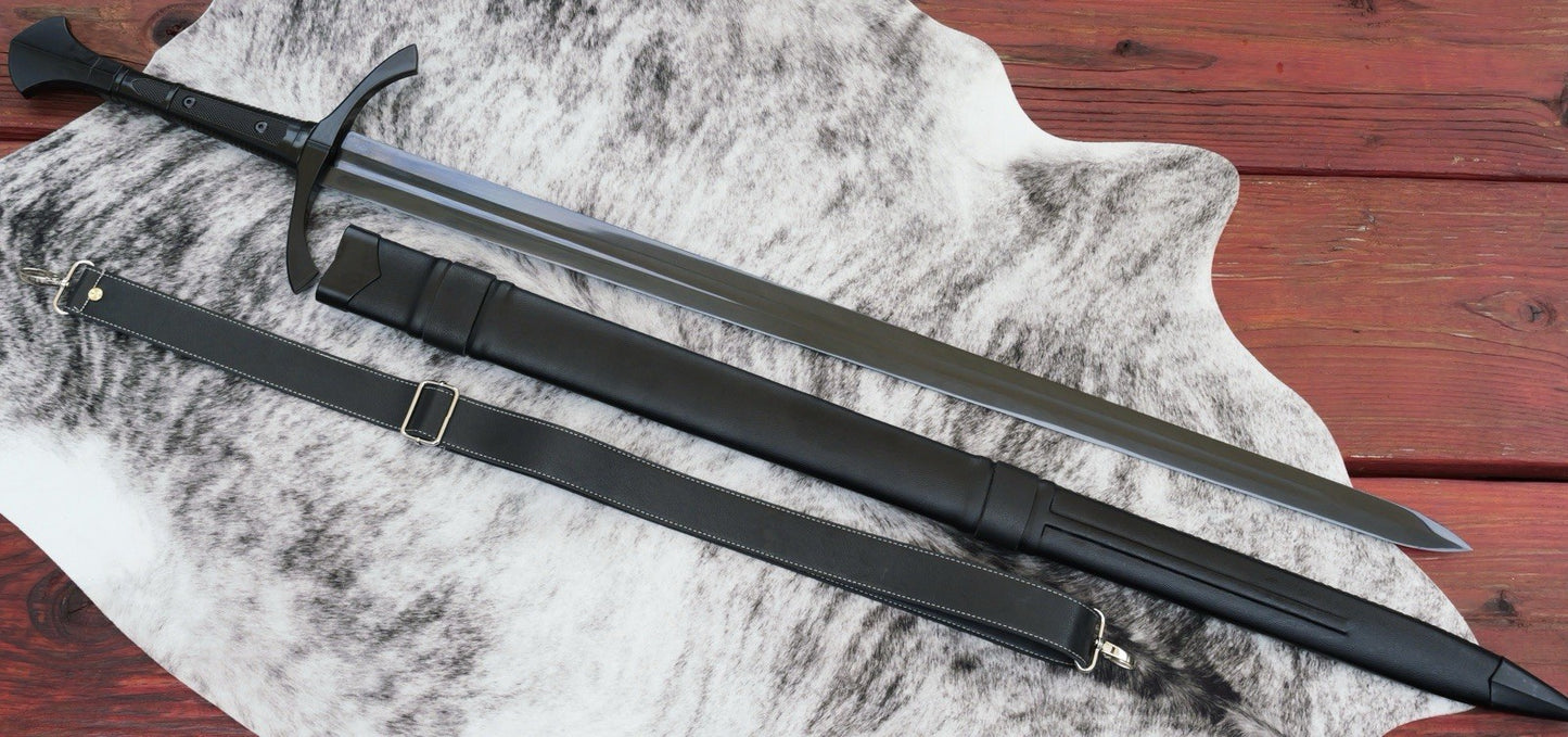 47” Medieval Longsword Dark Knight Black Sharp Battle Ready Double Edge 1065