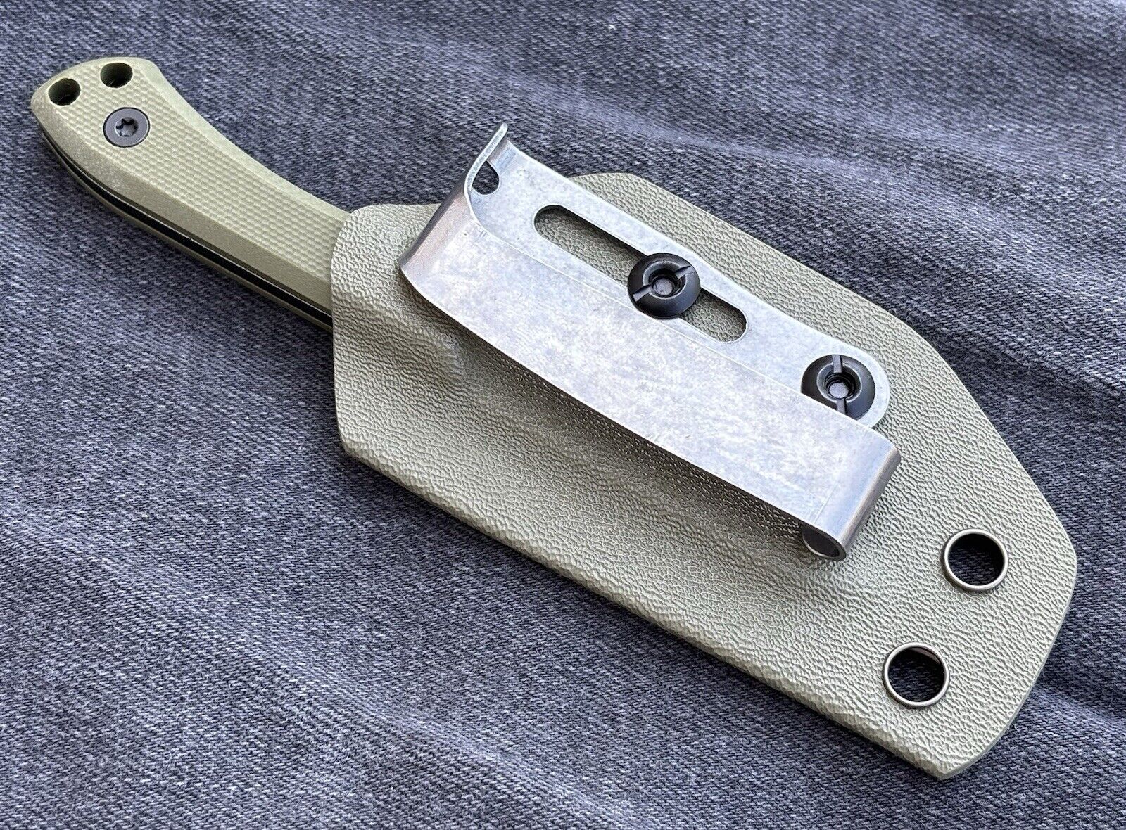 12cm Fixed Blade Knife Kydex Sheath Full Tang Back Pocket Clip Horizontal Carry