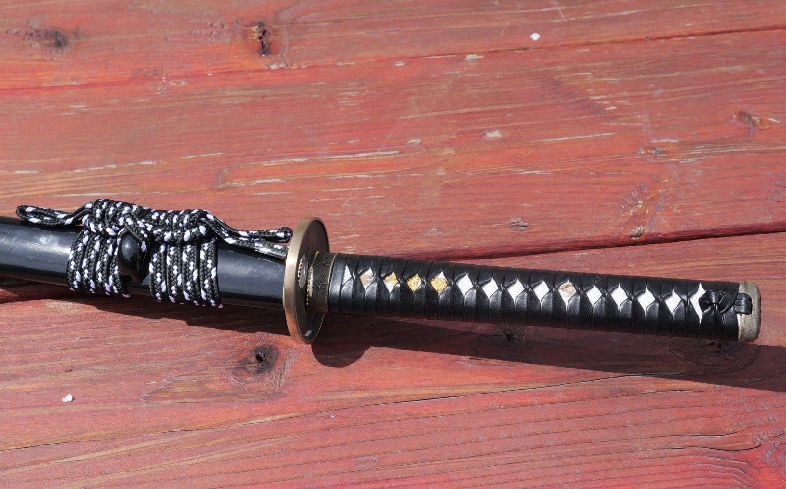 41" GRASSHOPPER SAMURAI Gold Blade Battle Ready Sharp Wood Scabbard Ornate Hilt