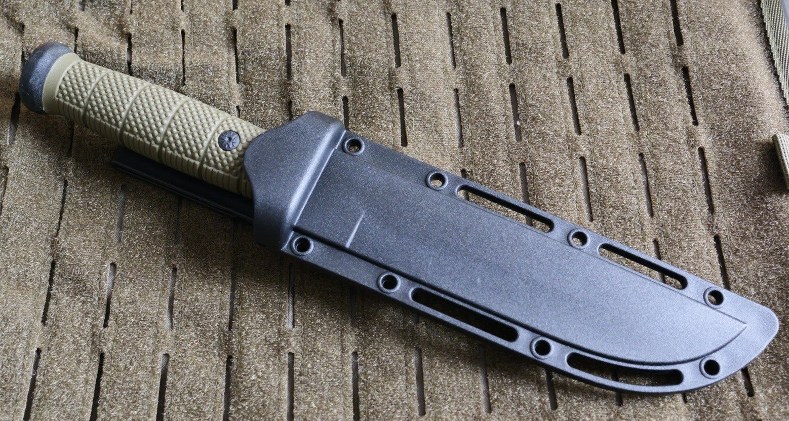 12” Fixed Blade Combat Knife Black Full Tang Rubber Handle Sawback Sharp Marines