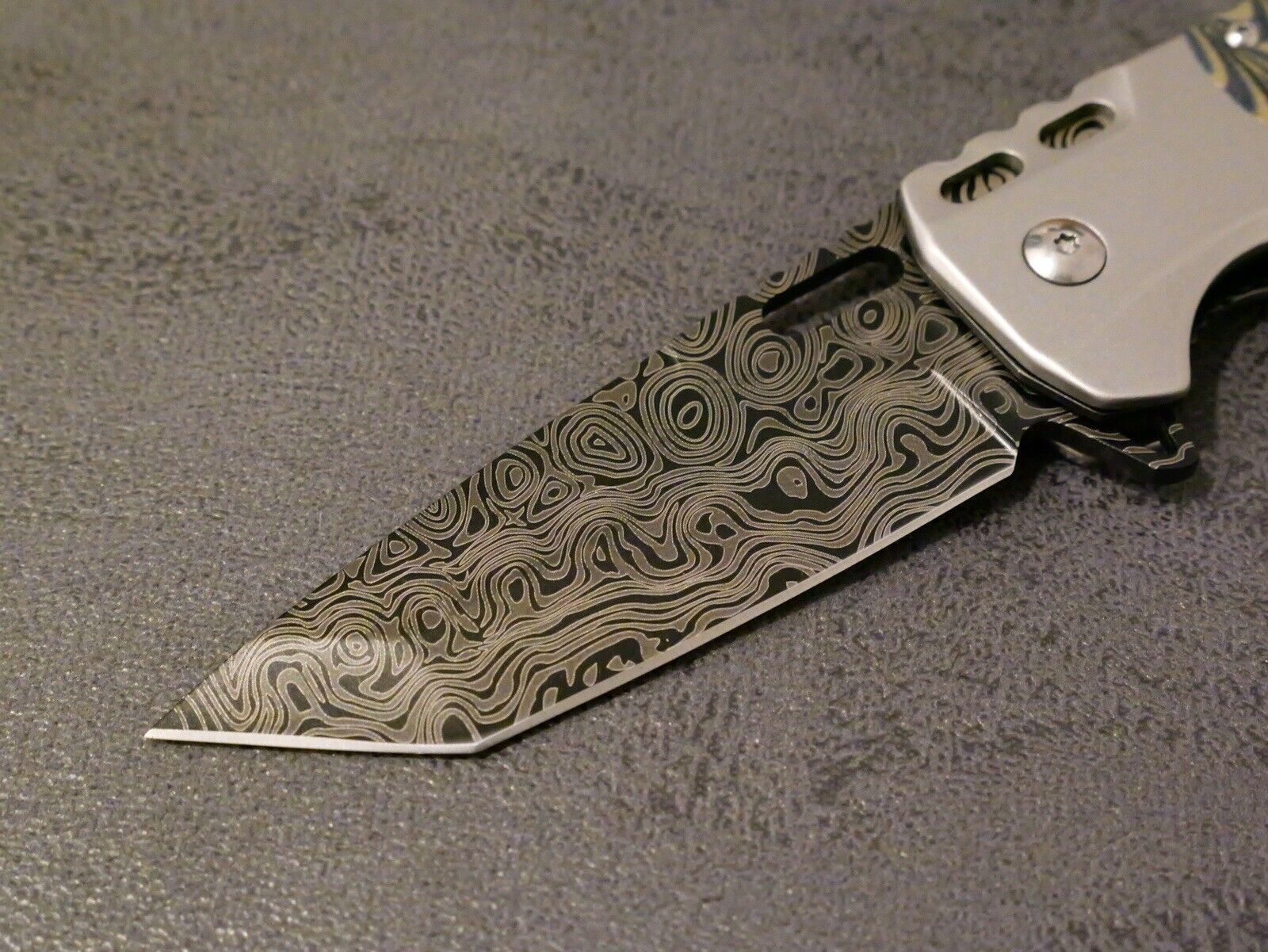 Full Size Pocket Knife Modern Design Spring Assist Tanto Psychedelic Belt Clip