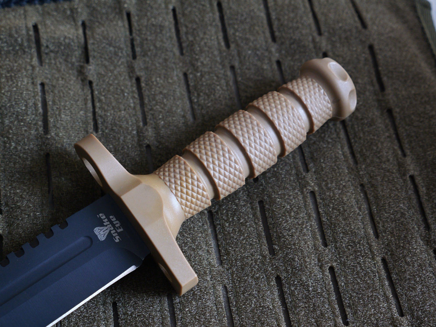 12” Fixed Blade Knife Black Blade Full Tang Rubber Handle Sawback Sharp Bayonet