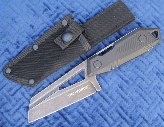 8.5” Fixed Blade Boot Knife Black Stonewash Stealth Tactical Wharncliffe