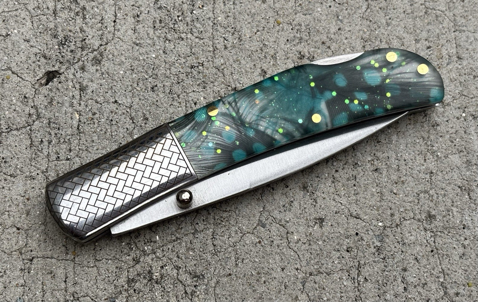 Classic Manual Pocket Knife Chrome Green 4” Closed Sharp Elk Ridge OG Vintage