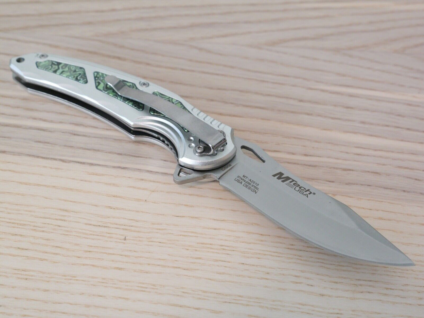 8" Full Metal Spring Assist Pocket Knife Chrome Pocket Clip Psychedelic Design
