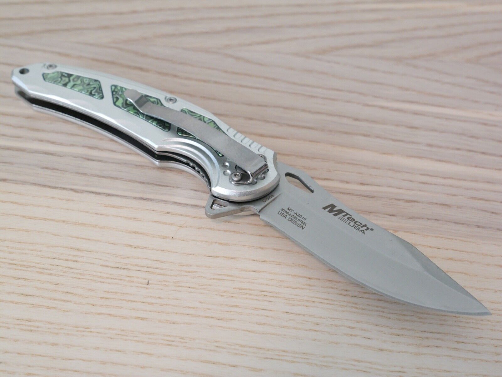 8" Full Metal Spring Assist Pocket Knife Chrome Pocket Clip Psychedelic Design