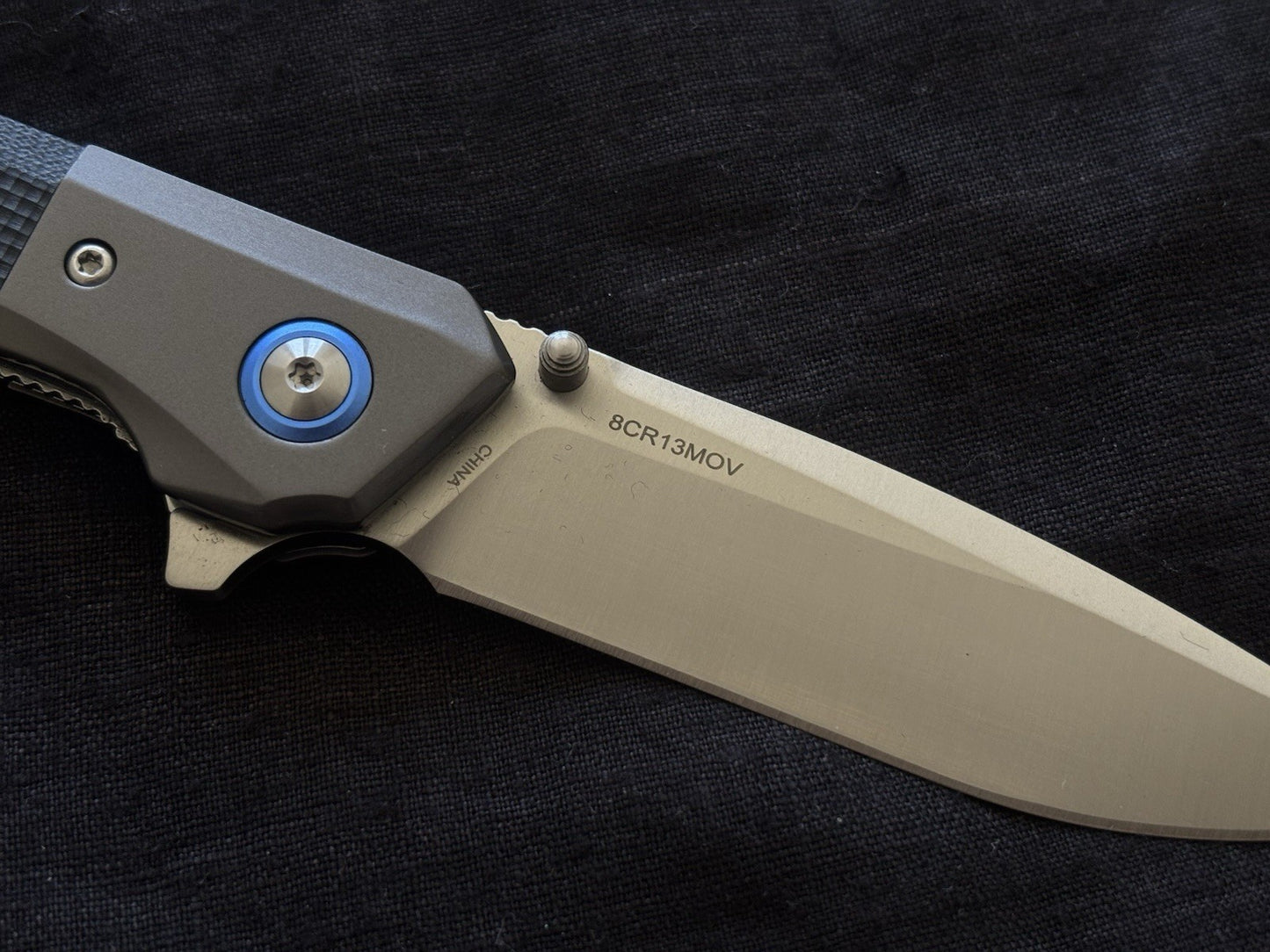8cr13mov Ball Bearing Pocket Knife High Quality Sharp Titanium Micarta Handle