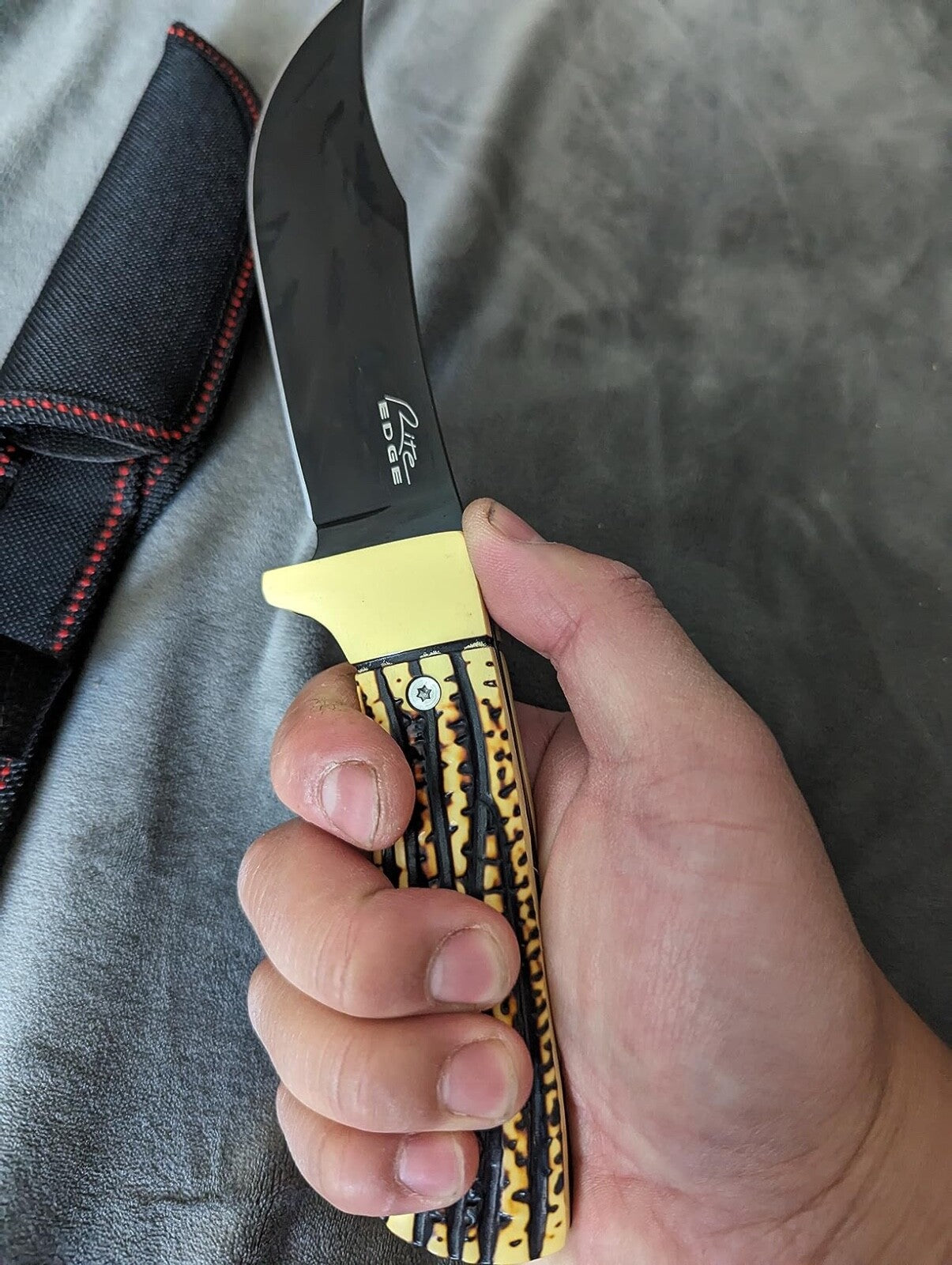9.5" Suvival Knife Fixed Blade Full Tang Stealth Black Nylon Sheath Sharp EDC