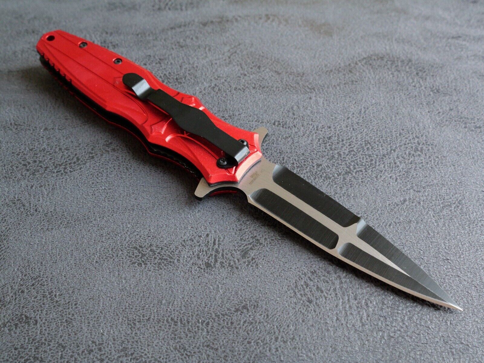 5” Cross Pocket Knife Red Full Size Spear Point Chrome Heart Sharp Assisted