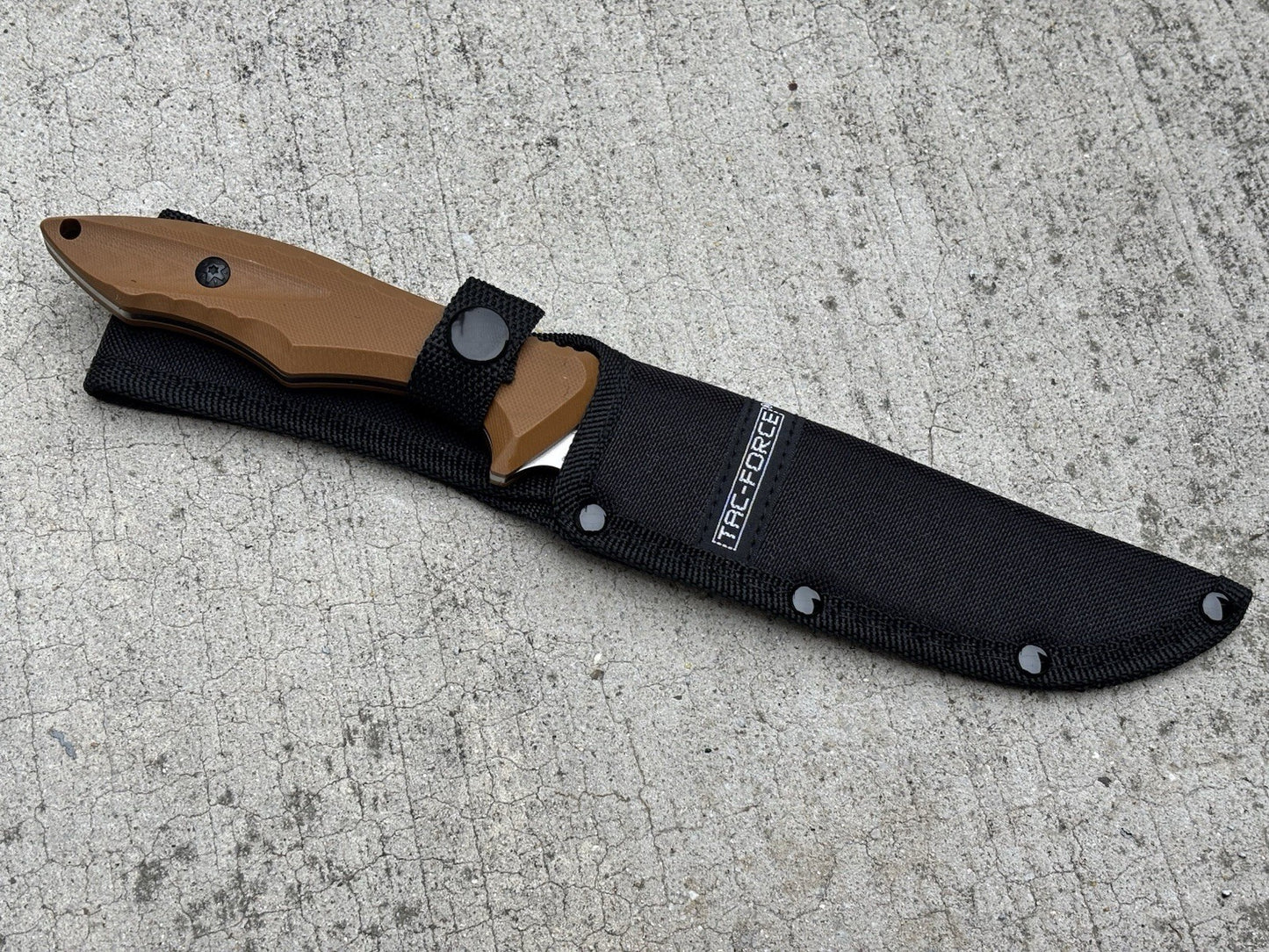11” Fixed Blade Knife Full Tang Combat Bolo Desert Tan Nylon Sheath 