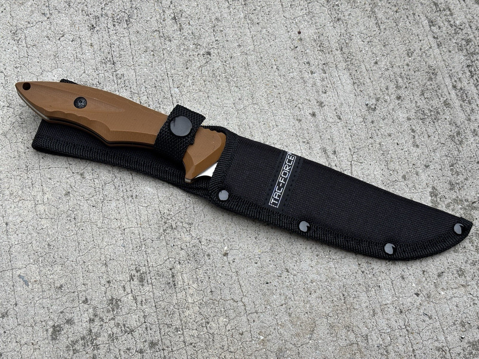 11” Fixed Blade Knife Full Tang Combat Bolo Desert Tan Nylon Sheath 