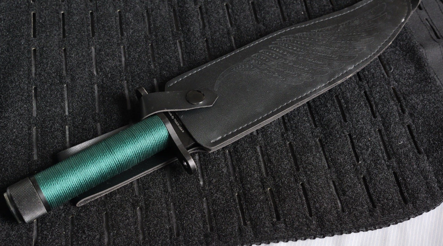 15” Survival Knife Fixed Blade Survival Kit Movie Green 10” Blade Serrated Back